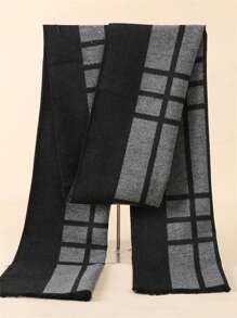 1 件经典男女通用格子围巾，四季皆宜，男友礼物，生日礼物，纯羊毛，保暖披肩，高端双面，韩版风格，仿羊绒彩色围巾，厚实保暖的休闲男士配饰