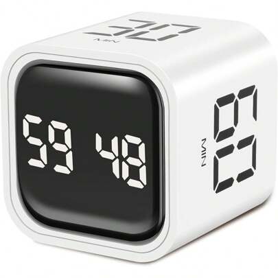 SULVGO 5/10/30/60 Minutos y Temporizador de Cubo Digital Personalizable tipo Tomate, Temporizador de Eficiencia, Temporizador de Cocina, Temporizador de Escritorio con Vibración y Alarma Ajustable, Adecuado para Gestión de Tareas, Cocina, Aprendizaje - Blanco