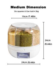 Rice Bucket Divided Into Compartments, Rotating Five Grains And Miscellaneous Grains, Multi Compartment Storage Box, Household Insect Proof And Moisture-Proof Sealed Rice Storage Box, Rice Cylinder, Plastic, 6 Compartments - White - View 13