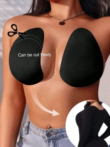 1 对隐形粘合防凸乳头贴，聚拢粘贴式乳贴，女士内衣及内衣配件 - 黑色 - 查看 3