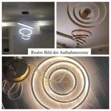 3 环 20+30+40 厘米黑色现代餐厅 LED 吸顶灯环吊灯，220V 金色室内照明室内照明客厅 LED 吊灯，3000K /6500K 纯色，不可调光，无遥控器