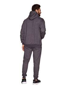 Unisex Flannel Hooded Kangaroo Sweatshirt Set - 深灰色 - 查看 5