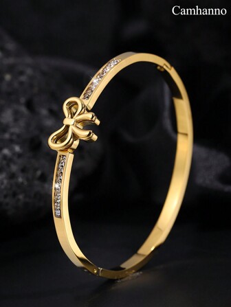 Camhanno 1 pieza de pulsera de acero inoxidable de diamantes hueca con mariposa de moda de lujo para regalar a mi novio en las vacaciones