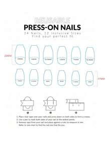 Bộ 24 miếng dán móng tay hình quan tài có đính kim tuyến, đá giả và giũa móng, bao gồm 1 miếng dán móng dạng gel thạch - Nhiều màu - Xem 5