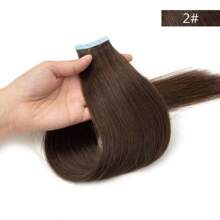 Lsybeauty 20pcs Straight Tape In 100% Remy Human Hair Extension For Salon  Multicolor  Color Dark Brown Color 2# 16-26 Inches Silk Straight Seamless Skin Weft Hair Extension Tape In Hair Tape Ins Hair Extentions - S2 - 查看 2