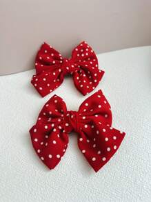 1 件/2 件套装红心风格~波尔卡圆点蝴蝶结发夹，可爱卡哇伊侧刘海发夹配饰女士爪夹，发夹，发夹，发夹，发夹 - 多色 - 查看 8