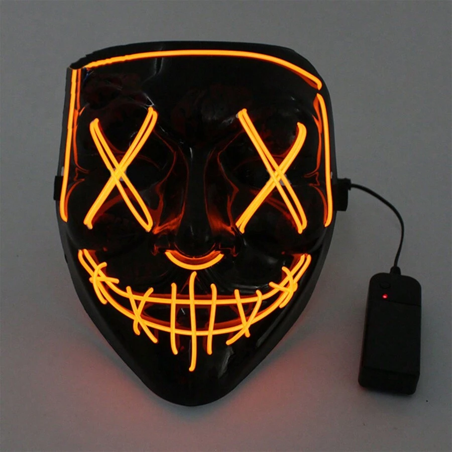 Máscara Luz Led La Purga Halloween The Purge Colores Calidad - Naranja - Ver 1