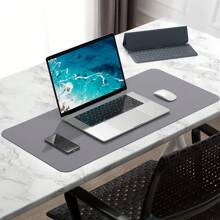 Large Leather Desk Mat Writing Mat PU Leather Desk Mat Wear-Resistant Waterproof High Temperature Leather Desk Mat Computer Keyboard Integrated Desk Mat Large Mouse Pad Laptop Gaming Table Mat High-End Desk Mat Leather Back To School Gaming Mouse Pad Desk Accessories Office Supplies Office Office Desk Accessories Mousepad Mouse Pad For Desk - Light Grey - View 3