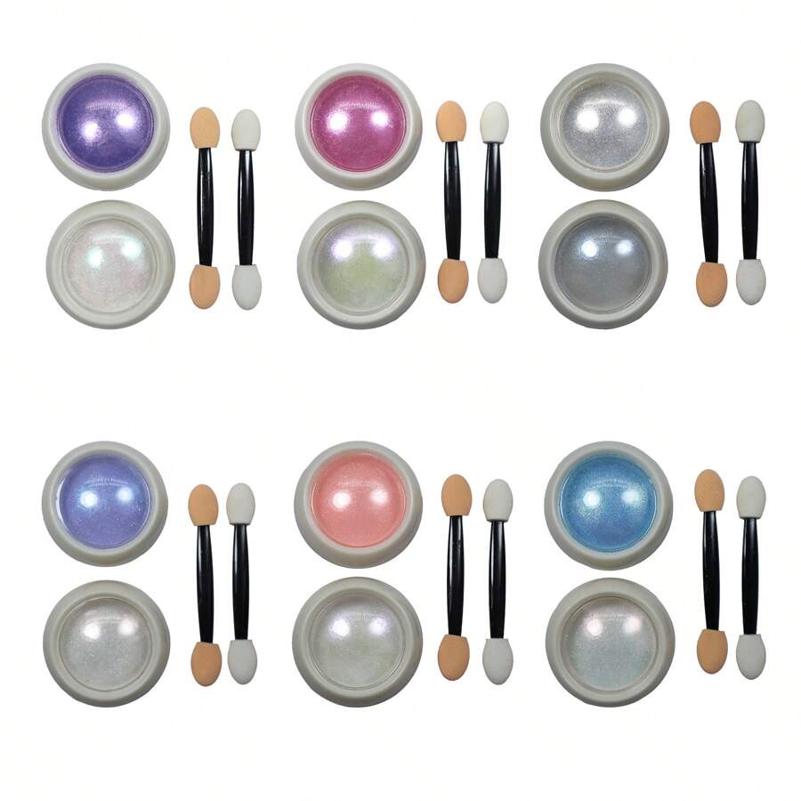 Chic & Fun Kit 12 Pots Of Holographic Chrome Powder Metallic Glitter Nails - HS-803 - 查看 1