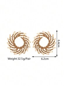 Rhinestone Decor Stud Earrings Geometric Shape Personalized Earrings Ladies Fashion Jewelry Catwalk Fashion Accessories