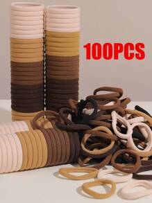 200pcs/100pcs/50pcs/30pcs/20pcs Black Solid Color Elastic Hair Bands, Everyday Wear, Simple & Durable, Thick Ponytail Holders, Minimalist & Elegant, High Stretch Seamless Hair Accessories, Suitable For Daily Life, Showering, Split Ends, Can Be Christmas/New Year Gifts - Multicolor - View 11