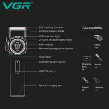 VGR 毛发修剪器 9000RPM 毛发修剪器 无绳专业可充电 21 档速度可调毛发修剪器 阿根廷国家队官方授权经销商 V-001 - 紅色 - 查看 4