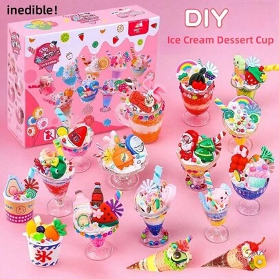 Butter Slime Kit - Mini Kids DIY Dessert Cup, Ice Cream Cup Slime Toys Set, Includes Slime, Butter, Snow Mud And Accessories, Children Birthday Gift, Girls And Boys Party Favor (Random Clay Color/Butter, Random Accessory Style),Slime,Slime Kit,Craft Kit,Bubble Tea,Advent Calendar Girls,Kids Party Favors