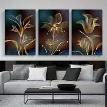 Bộ 3 tấm áp phích vải canvas, tranh treo tường cổ điển trừu tượng hoa vàng, tranh vải canvas Bắc Âu đen và hoa vàng, tranh tường trừu tượng hiện đại tối giản, in áp phích, quà tặng lý tưởng cho phòng ngủ, phòng khách, nhà bếp, phòng tắm, hành lang, văn phòng, khách sạn, trang trí tường, trang trí nhà cửa (không có khung) - Vàng - Xem 8