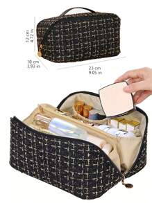 1pc Large Capacity Cosmetic Bag, Portable Travel Makeup Organizer Pouch, Multi-Functional Handbag, Double-Layer Toiletry Bag, 3 Sizes, Suitable For Makeup Brushes - Multicolor - View 19