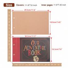 OUR ADVENTURE BOOK Our Adventure  Book Scrapbook Album 11.9 X 7.6 Inch 80pages,3d Retro Embossed Letter Hard Cover Movie Up,Memory Book For Couples,DIY Album For Anniversary,Wedding,Travelling,Friends,Family,Couple Gifts - Red - View 3