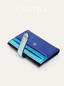 CEZIRA 时尚金属色拼接PU纯素皮革双折钱包，多卡位，功能齐全，便携易用，适合日常使用，是母亲节的绝佳礼物。PU皮革卡包，卡夹钱包，名片夹，信用卡夹，女士卡包 - 彩色 - 查看 4