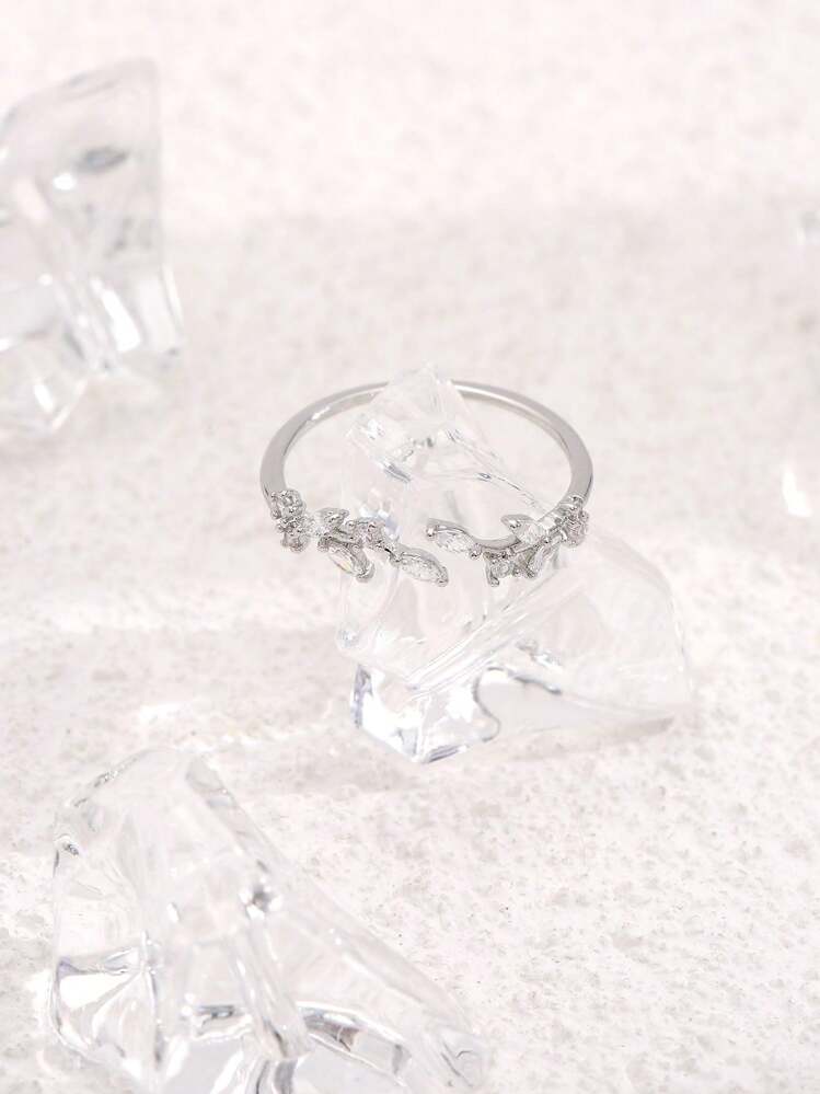 キュービックジルコニア デコレーション カフリング - シルバー - 見る 2