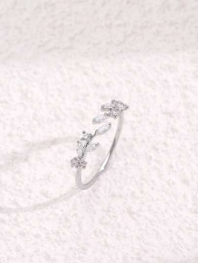 Cubic Zirconia Decor Cuff Ring