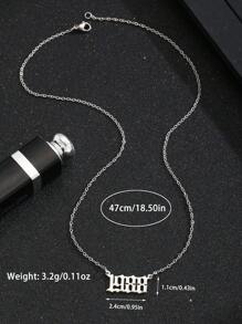 1pc Fashionable Stainless Steel Silver-Color Year Number Pendant Necklace, Suitable As Birthday Gift For Teenagers, Everyday Wear - Silver - View 5