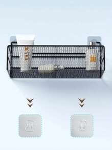 浴室存儲架穿孔免費浴室浴缸廁所儲物架盥洗室櫃壁掛用品 - 黑色 - 查看 5