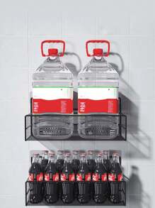 浴室存儲架穿孔免費浴室浴缸廁所儲物架盥洗室櫃壁掛用品 - 黑色 - 查看 3