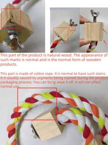 1pc Random Color Rope Perch Stand Swing Rings Climbing Toys For Birds, Parrots, Hamsters Cage Climbing Rope Toy - Multicolor - View 2