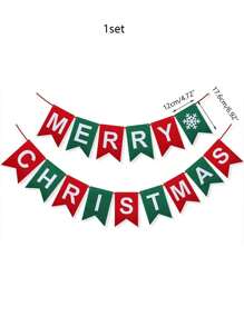 1set Felt Merry Christmas Banner Set - Vibrant Holiday Decorations For Wall, Party, And Home - Premium Quality, Easy To Assemble, Reusable, Christmas Decor Pull The Flag,Christmas - Multicolor - View 3