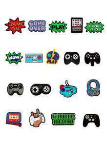 18 pezzi Charm da scarpe a tema giochi per zoccoli e sandali, decorazioni per scarpe di qualità premium, accessori popolari, ottimo regalo per adolescenti, uomini, donne e adulti - Multicolore - Visualizzare 1