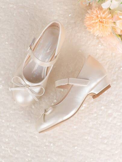 女童幼儿/小童 Jada 连衣裙玛丽珍高跟鞋配高跟蝴蝶结派对婚礼公主鞋