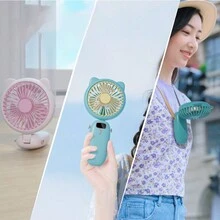 Un ventilateur manuel pliable avec cordon de suspension, beige. Mini ventilateur portatif à batterie rechargeable, ventilateur de bureau personnel puissant à 3 vitesses. Convient pour femme, homme, maison, bureau, maquillage, extérieur, voyage. - Multicolore - Voir 10