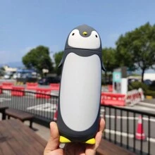 1 件手洗双层创意卡通可爱企鹅玻璃水瓶，便携式企鹅形保温旅行杯，适用于冷热饮品，不含 PVC，非常适合跑步和运动 - 圣诞节、万圣节、母亲节和毕业典礼的完美礼物 - 彩色 - 查看 12
