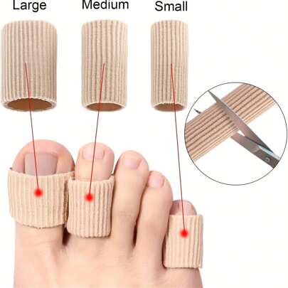 1pc Fiber Silicone Finger Protective Cover Toe Corn Cover Foot Care Gel Anti-Wear Split Toe Cover Can Be Cut Protective Cover Elastic Callus Thumb Toenail Pad Cover Blister Corn Cover Nylon Khaki Cover Finger Toe Corn Protector Pad Finger Ingrown Pain Protector Reusable