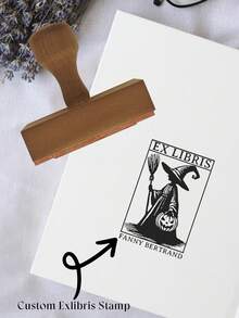 Con dấu sách Halloween tùy chỉnh, tấm bìa sách, quà tặng cho giáo viên - Màu Khaki - Xem 4