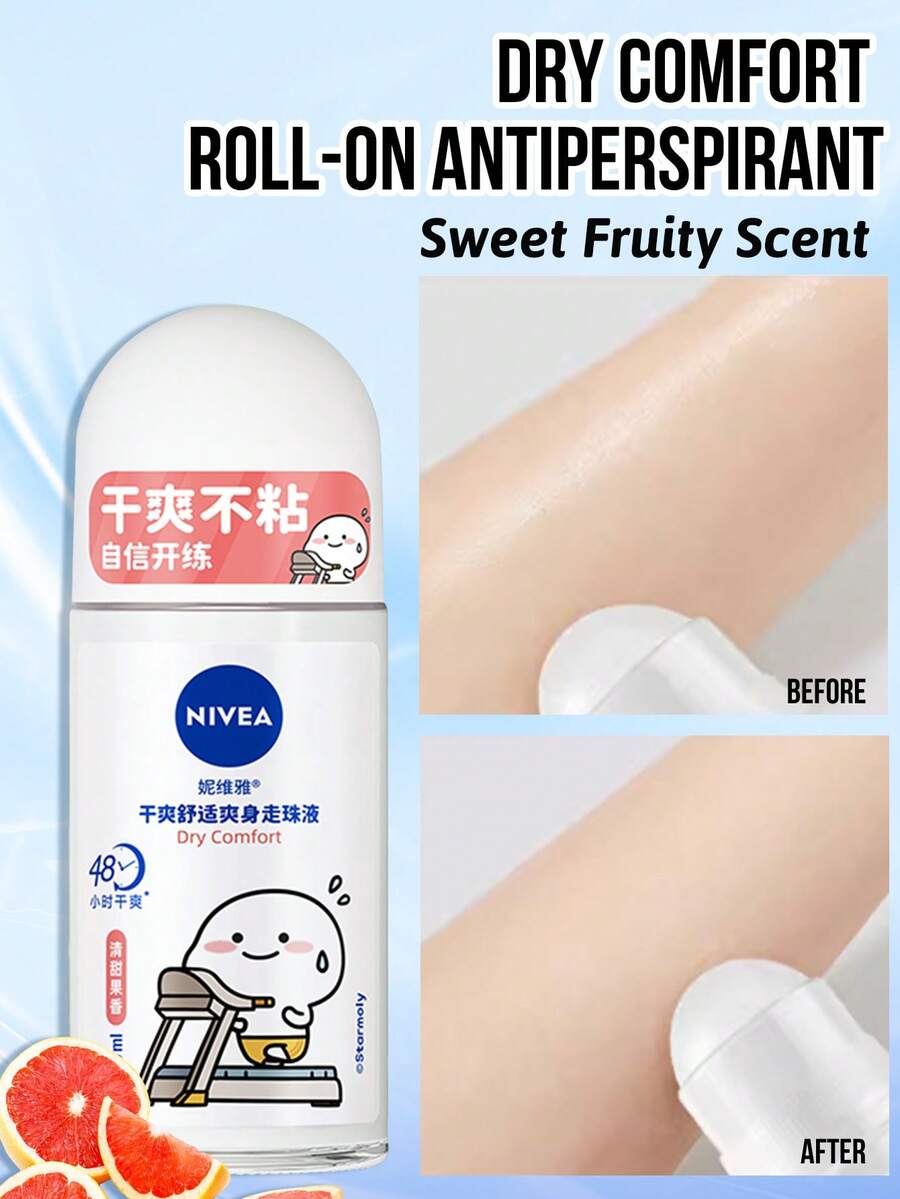 NIVEA Dry Comfort Roll-On Antiperspirant Deodorant, Sweet Fruity Scent, Avocado Oil Essence, Soothing And Comforting, Long-Lasting For Refreshing & Odor Protection, Suitable For Various Occasions(50ML/1.76Fl Oz) - 乾爽舒適 - 查看 1