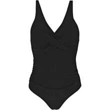 Women's One Piece Swimsuits Tummy Control Bathing Suits For Womens V Neck Criss Cross Ruched Push Up Slimming Swimwear - 黑色 - 查看 5