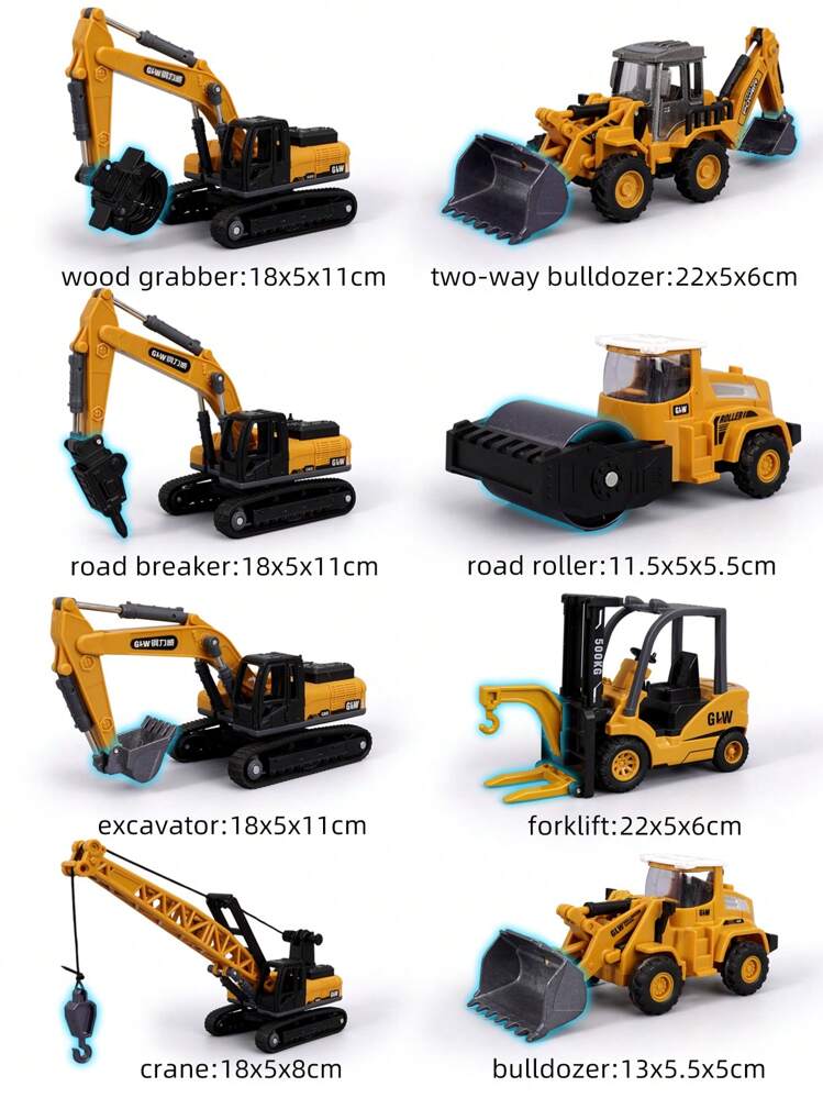 Juguetes de vehículos de construcción de aleación con inercia para niños, incluyendo excavadora, montacargas, pala cargadora, excavadora, construcción, juguetes de construcción, juguetes de mecánica y vehículos, de vuelta al colegio - Juguetes de vehículos de ingeniería. - Añade 2