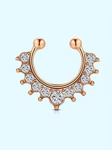 1 件装夹式鼻环套装镶嵌闪亮锆石简约假穿孔鼻环首饰日常佩戴