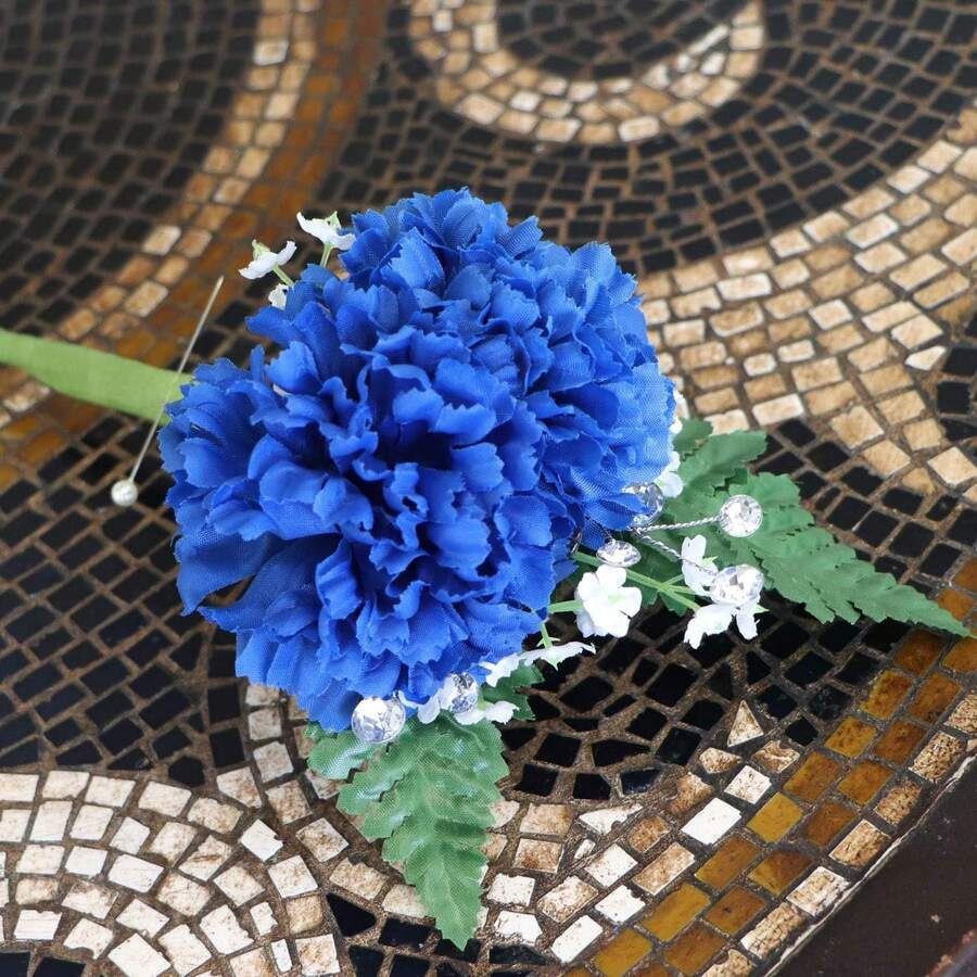 100-Pack: Royal Blue Silk Carnation Picks, 5" Long, 3.5" Wide, Artificial Flowers, Floral Picks, For Arrangements, Parties & Events, Home & Office Decor, Floral Home By Artificial Flowers - 寶藍色 - 查看 1