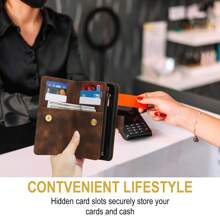 皮革钱包手机壳带卡槽带挂绳防摔保护套适用于 和三星 Galaxy Pixel 防水防震防摔防刮全覆盖 - 棕色 - 查看 6