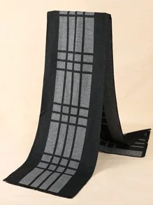 1 件经典男女通用格子围巾，四季皆宜，男友礼物，生日礼物，纯羊毛，保暖披肩，高端双面，韩版风格，仿羊绒彩色围巾，厚实保暖的休闲男士配饰