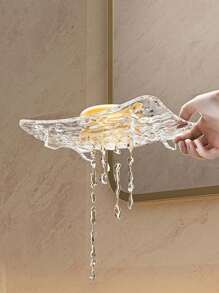 1pc Non-Drilling PET Soap Dish Bathroom Soap Box Glacier Pattern Soap Dish Drain Rack Bathroom Soap Holder Hotel Soap Decor Stand