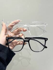 1/2-3 pares de gafas transparentes minimalistas modernas para mujeres, protección ocular diaria, prevención de la fatiga visual, adecuadas para la oficina, la lectura, ver la televisión, los juegos, también se pueden usar como accesorios decorativos - transparente - Ver 11