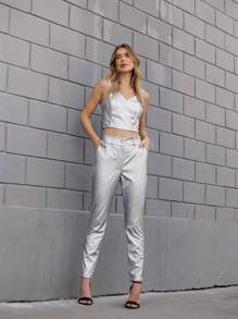 Renata Synthetic Trousers Comfort Modern Style Versatility Quality Elegance - Bạc - Xem 2