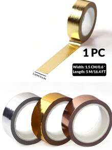 固体箔和纸质装饰胶带，金箔和银箔，自粘式 DIY 工艺胶带，适用于感恩节、节日礼物包装、墙面装饰