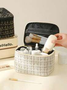 1pc Large Capacity Cosmetic Bag, Portable Travel Makeup Organizer Pouch, Multi-Functional Handbag, Double-Layer Toiletry Bag, 3 Sizes, Suitable For Makeup Brushes - Multicolor - View 15