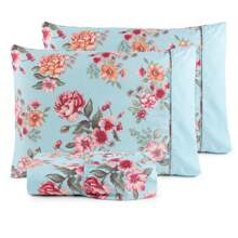 QUEEN SHEET SET 400 THREADLINERS SOFT MICROPERCALE 3 PIECES PRINTED - Màu xanh nhạt - Xem 1
