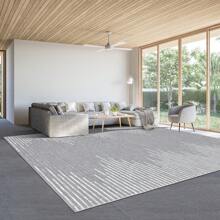 Modern Geometric Carpet Washable Area Rug Low Pile Soft Carpet Striped Carpet Large Size Indoor Carpet Stain Resistant Non-Slip For Living Room Bedroom Dining Room Office Apartment - 灰色 - 查看 1