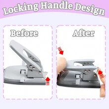 Máy Đục Lỗ Giấy 2 Lỗ Máy Đục Lỗ Binder Daily Folder Di Động Cho Học Sinh Văn Phòng Có Khóa Đựng 30 Tờ Giấy - Xám - Xem 6