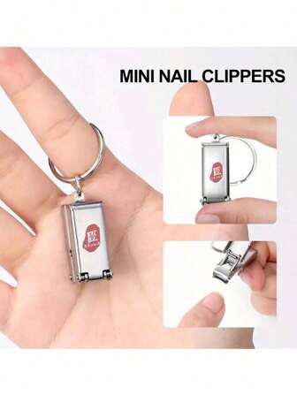 1 件迷你折叠指甲钳 - 不锈钢超便携锋利边缘指甲剪和修脚护理工具 - 带钥匙扣现代美甲工具用于个人美容钥匙扣配件小礼物送给她的礼物